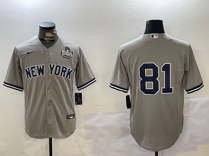 Men New York Yankees 81 No Name Grey Game 2024 Nike MLB Jersey style 1027